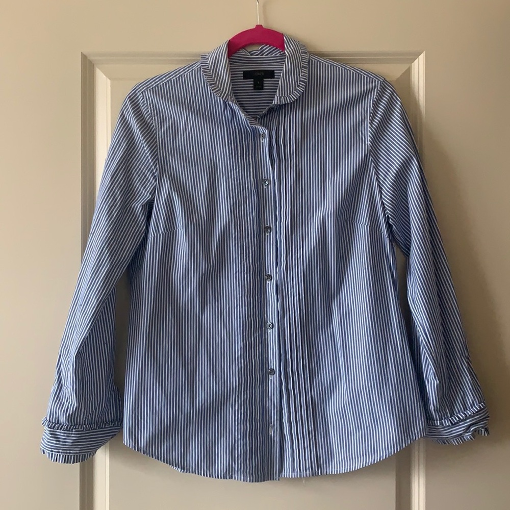 JCrew Classic Ruffle Button Down with Bow